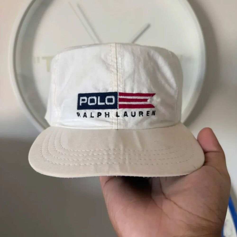 Vintage Polo Sport Ralph Lauren American Flag Spellout Hat